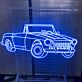 Klassisches LED Neonschild mit stilisierter Cabrio Oldtimer Silhouette als dekorative Wandbeleuchtung