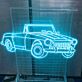 Klassisches LED Neonschild mit stilisierter Cabrio Oldtimer Silhouette als dekorative Wandbeleuchtung