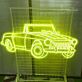 Klassisches LED Neonschild mit stilisierter Cabrio Oldtimer Silhouette als dekorative Wandbeleuchtung