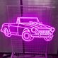 Klassisches LED Neonschild mit stilisierter Cabrio Oldtimer Silhouette als dekorative Wandbeleuchtung
