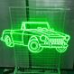 Klassisches LED Neonschild mit stilisierter Cabrio Oldtimer Silhouette als dekorative Wandbeleuchtung