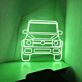 LED Neonschild mit frontaler Geländewagen Silhouette und klarer Fahrzeug Linienführung als moderne Wandbeleuchtung