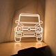 LED Neonschild mit frontaler Geländewagen Silhouette und klarer Fahrzeug Linienführung als moderne Wandbeleuchtung