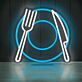Teller mit Messer und Gabel LED-Neonschild für Restaurant Küche