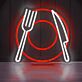 Teller mit Messer und Gabel LED-Neonschild für Restaurant Küche