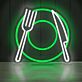 Teller mit Messer und Gabel LED-Neonschild für Restaurant Küche