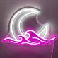 Mond und Wellen LED-Neonschild für Wohnzimmer Schlafzimmer