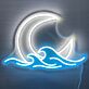 Mond und Wellen LED-Neonschild für Wohnzimmer Schlafzimmer