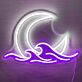Mond und Wellen LED-Neonschild für Wohnzimmer Schlafzimmer