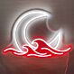 Mond und Wellen LED-Neonschild für Wohnzimmer Schlafzimmer