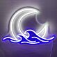 Mond und Wellen LED-Neonschild für Wohnzimmer Schlafzimmer