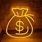 Geldsack mit Dollarzeichen LED-Neonschild für Büro und Geschäft