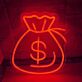 Geldsack mit Dollarzeichen LED-Neonschild für Büro und Geschäft