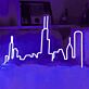 Abstrakte Stadt Skyline LED Neonschild als moderne Wanddekoration