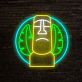 Moai-Statue mit Blättern LED-Neonschild für Bar oder Wohnzimmer