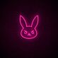 Kaninchenkopf mit strengem Gesicht LED-Neonschild für Gaming und Wohnzimmer