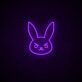 Kaninchenkopf mit strengem Gesicht LED-Neonschild für Gaming und Wohnzimmer