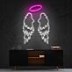 Engelsflügel mit Heiligenschein LED-Neonschild Wohnzimmer Schlafzimmer