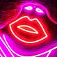 Abstraktes Gesicht mit Hand und Lippen LED-Neonschild Wohnzimmer Studio