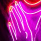 Abstraktes Gesicht mit Hand und Lippen LED-Neonschild Wohnzimmer Studio