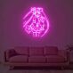 Anime Mädchen mit langen Zöpfen und Blume LED-Neonschild Wohnzimmer Gamingzimmer