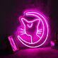 Katze mit Halbmond LED-Neonschild Wohnzimmer Schlafzimmer