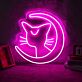 Katze mit Halbmond LED-Neonschild Wohnzimmer Schlafzimmer