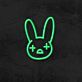 Hasengesicht mit gekreuzten Augen LED-Neonschild Gaming Bar