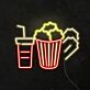 Popcorn Becher mit Getränk und Nachos LED-Neonschild für Kino und Wohnzimmer
