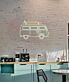 Campingbus mit Surfbrett LED-Neonschild Wohnzimmer Bar