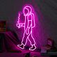 Astronaut mit Kaffeetasse LED-Neonschild Wohnzimmer Bar