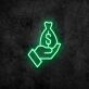 Hand mit Geldsack LED-Neonschild für Büro und Geschäft