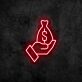 Hand mit Geldsack LED-Neonschild für Büro und Geschäft