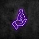Hand mit Geldsack LED-Neonschild für Büro und Geschäft