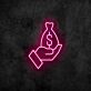 Hand mit Geldsack LED-Neonschild für Büro und Geschäft