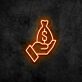 Hand mit Geldsack LED-Neonschild für Büro und Geschäft