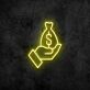 Hand mit Geldsack LED-Neonschild für Büro und Geschäft