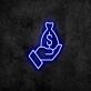Hand mit Geldsack LED-Neonschild für Büro und Geschäft