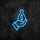 Hand mit Geldsack LED-Neonschild für Büro und Geschäft