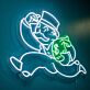 laufender Mann mit Geldsack LED-Neonschild für Bar Spielzimmer