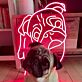 Mops Illustration LED-Neonschild Wohnzimmer