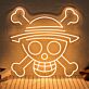 Totenkopf mit Strohhut LED-Neonschild für Schlafzimmer und Gamingzimmer