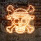 Totenkopf mit Strohhut LED-Neonschild für Schlafzimmer und Gamingzimmer