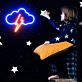 Gewitterwolke mit Blitz LED-Neonschild Wohnzimmer Bar