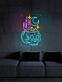 Totenkopf mit Kaktus und Mond LED-Neonschild Wohnzimmer Bar