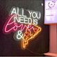 Alles was du brauchst ist Liebe LED Neonschild für Restaurant Café