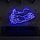 Hand mit Tätowiermaschine und Flammen LED-Neonschild Tattoo Studio