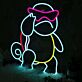 Comic-Schildkröte mit Sonnenbrille LED-Neonschild für Kinderzimmer Gamingraum