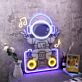 Astronaut mit Kopfhörern und Boombox LED-Neonschild Wohnzimmer Gamingzimmer