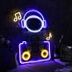 Astronaut mit Kopfhörern und Boombox LED-Neonschild Wohnzimmer Gamingzimmer